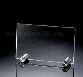 placa cristal para fotos grabadas formato horizontal Placa cristal con pies metalicos formato horizontal